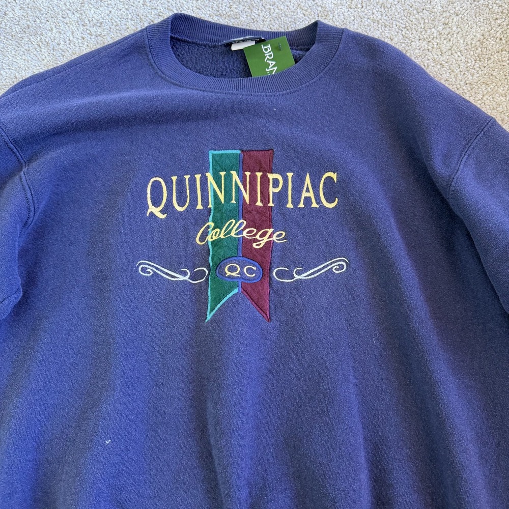 Vintage Quinnipiac College Sweatshirt Mens Medium Blue JanSport USA Crewneck